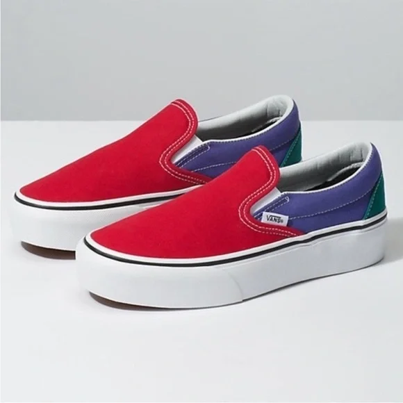 Vans Slip On (Tri Color) Platform Shoes Women's Size 8 New​ - Picture 7 of 7